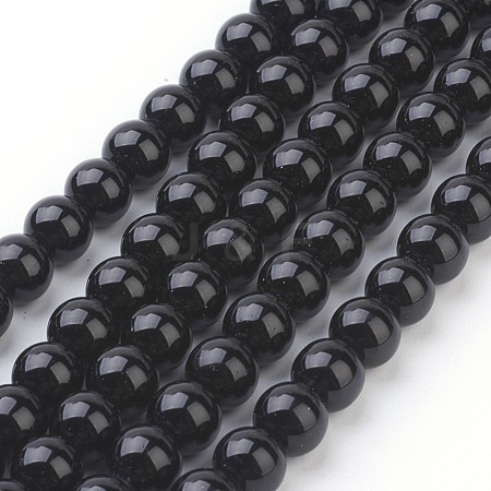 Synthetic Black Stone Beads Strands X-GSR044-1