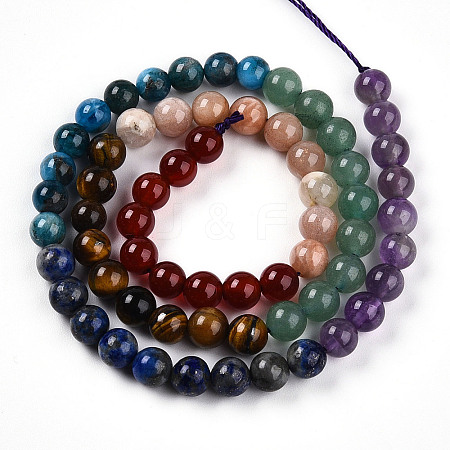 Natural Seven Chakra Stone Beads Strands G-T140-6mm-13A-1