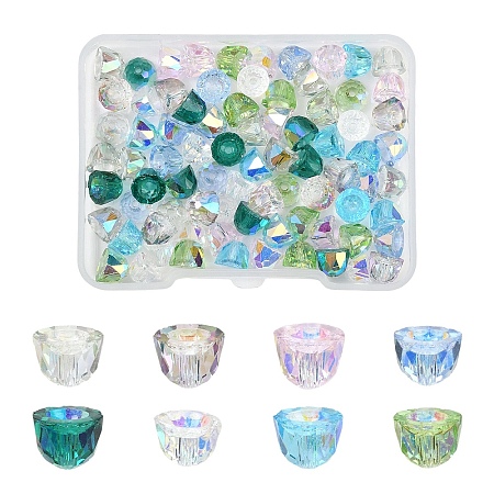 80Pcs 8 Colors Electroplate Transparent Glass Beads EGLA-YW0005-84-1