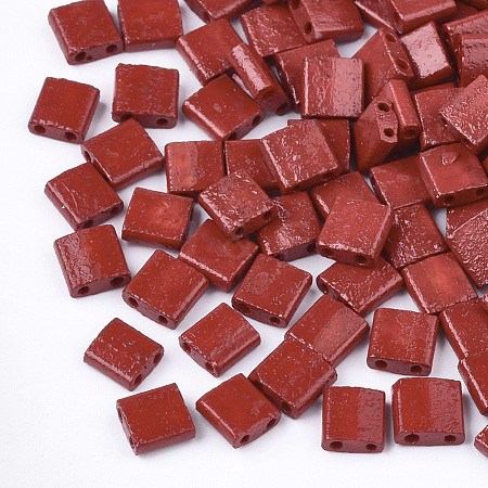 2-Hole Baking Paint Glass Seed Beads SEED-S023-17C-12-1