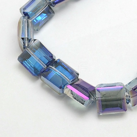 Electroplate Crystal Glass Square Beads Strands EGLA-F064B-09-1