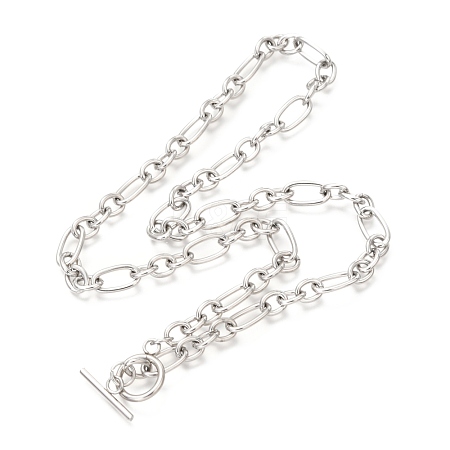 Non-Tarnish Unisex 304 Stainless Steel Figaro Chain Necklaces NJEW-H215-03P-1