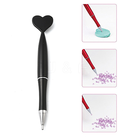 Heart ABS Plastic Nail Art Rhinestones Pickers Pens AJEW-C040-02G-1