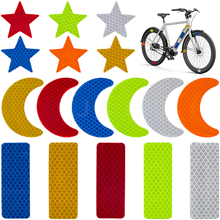 37Pcs PET Safety Reflector Strips Adhesive Stickers AJEW-DJ0005-15-1