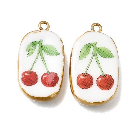 Fruit & Floral & Animals Printed Handmade Porcelain Pendants STAS-Z207-01G-09-1
