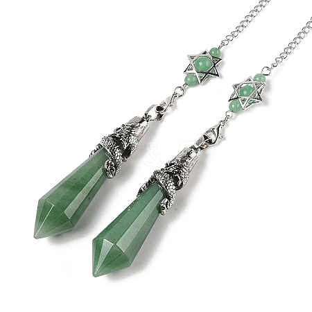 Natural Green Aventurine Cone Dowsing Pendulum Big Pointed Pendants AJEW-Z041-01E-AS-1