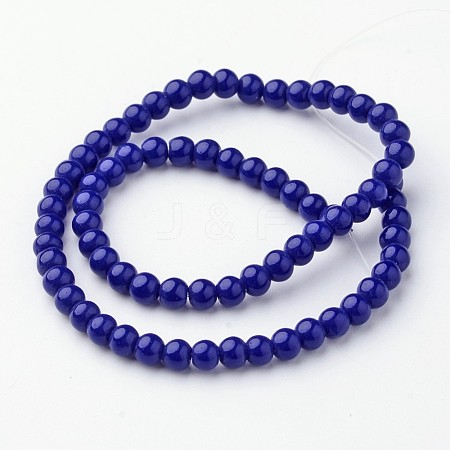 Opaque Solid Color Glass Beads Strands GLAA-D080-4mm-04-1