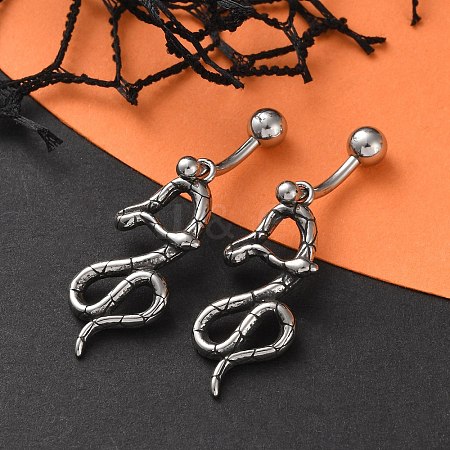 Snake 316 Surgical Stainless Steel Belly Button Rings/Earrings EJEW-G416-18D-AS-1