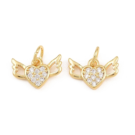 Valentine's Day Brass Micro Pave Clear Cubic Zirconia Charms KK-H292-52B-G-1