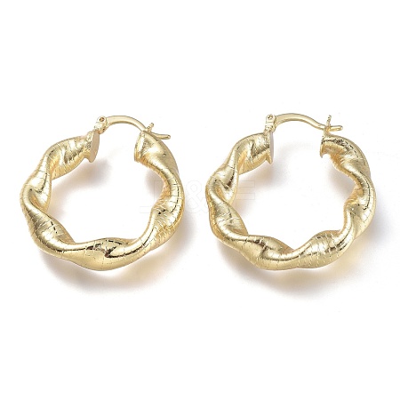 Brass Hoop Earrings EJEW-P264-A13-G-1