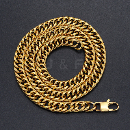 Men's 304 Stainless Steel Cuban Link Chain Bracelets BJEW-T015-01A-18-G-1
