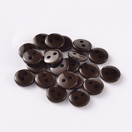 2-Hole Flat Round Resin Sewing Buttons for Costume Design BUTT-E119-18L-02-1