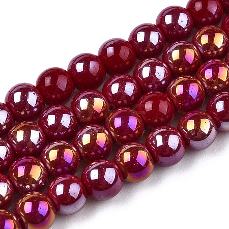 Electroplate Opaque Glass Beads Strands GLAA-T032-P6mm-AB05-1