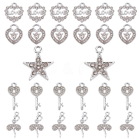 40Pcs 5 Style Alloy Pendants ALRI-SC0001-20-1