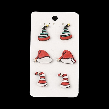 Christmas Theme Stud Earrings Set EJEW-U016-05P-04-1