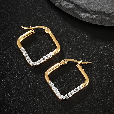 Elegant Square Hoop Earrings with Water Diamond for Women AE4822-1