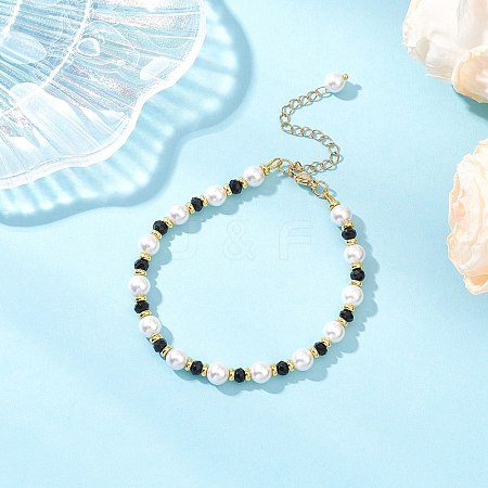 Shell Pearl & Dyed Natural Malaysia Jade Round Beaded Bracelets for Women BJEW-JB12031-02-1