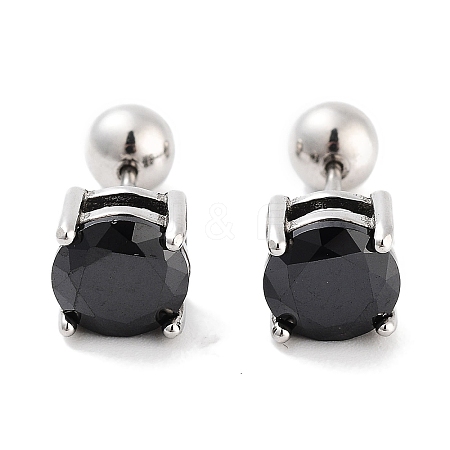 Square 316 Surgical Stainless Steel Pave Cubic Zirconia Cartilage Earrings for Women Men EJEW-Z050-33B-01P-1