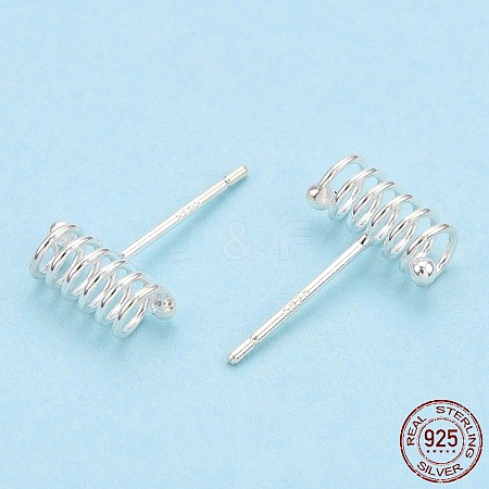 925 Sterling Silver Spring Spiral Stud Earrings STER-T005-04-1