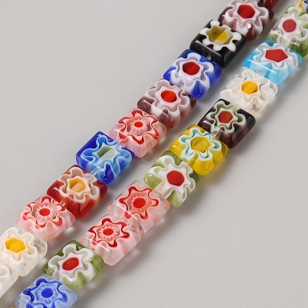 Handmade Millefiori Glass Beads Strands GGLA-WH0035-03-1