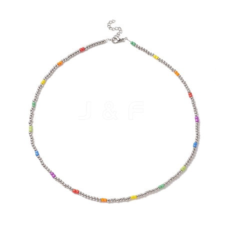 Glass Seed Beaded Necklaces for Women NJEW-JN04228-1
