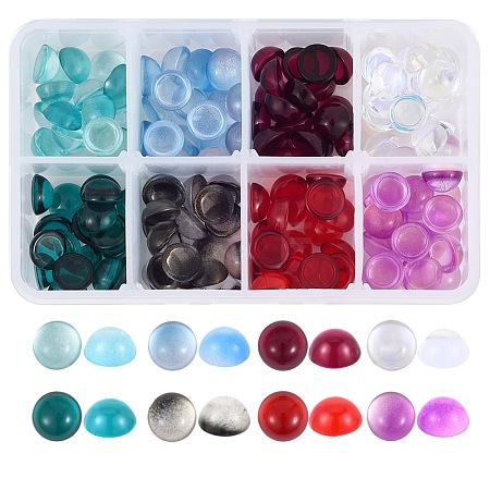 160Pcs 8 Colors Transparent Glass Cabochons GLAA-SZ0001-44-1