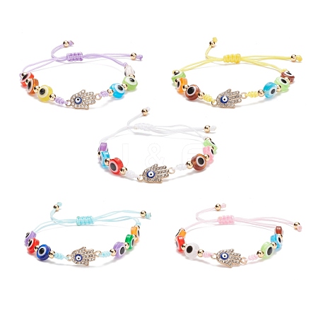 Resin Evil Eye Braided Bead Bracelet BJEW-JB08411-1