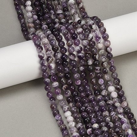 Natural Amethyst Beads Strands G-M445-6mm-01E-1