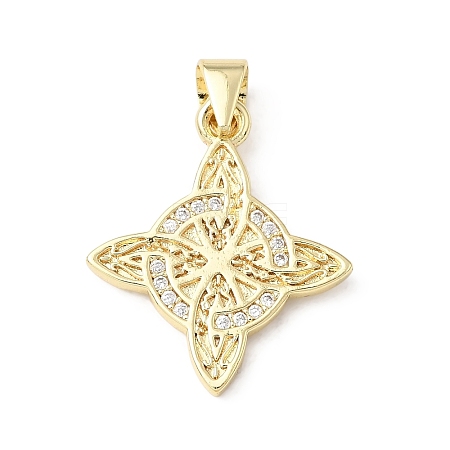 Brass Micro Pave Clear Cubic Zirconia Pendants KK-E799-06A-G-1