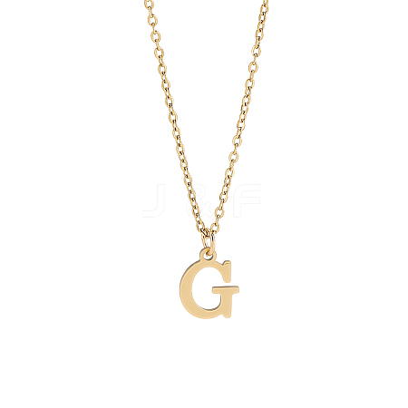 304 Stainless Steel Letter Pendant Necklaces NJEW-LP0001-53G-G-1
