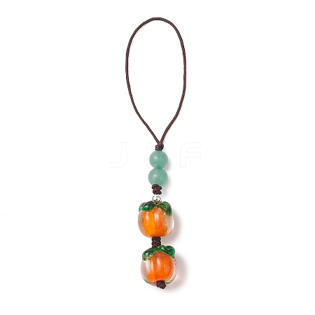 Lampwork & Natural Green Aventurine Mobile Straps HJEW-JM02721-01-1