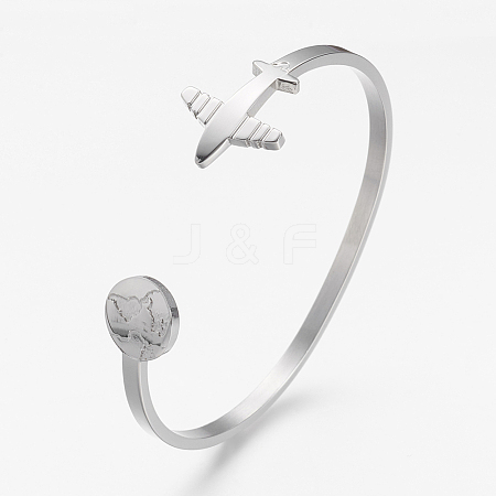 Tarnish Resistant 304 Stainless Steel Cuff Bangles LS-BJEW-N0028-02P-1