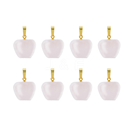 8Pcs Natural Rose Quartz Teacher Apple Charms G-FI0001-26-1