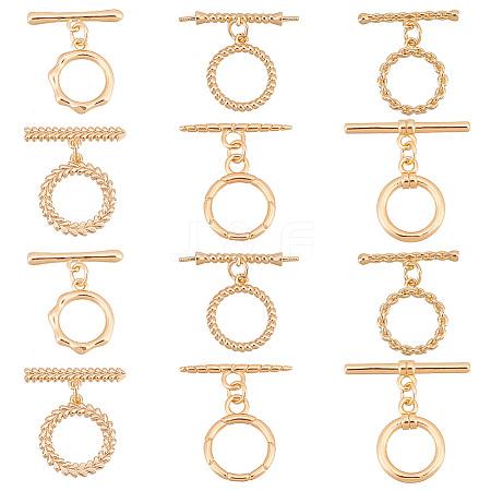   12Pcs 6 Styles Brass Toggle Clasps KK-PH0006-45-1