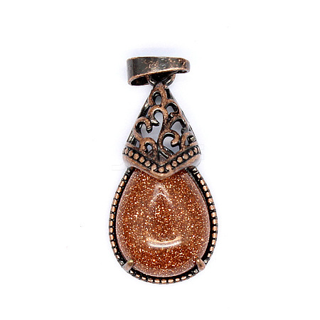 Retro Hollow Natural Goldstone Pendants PW-WGBA09F-18-1