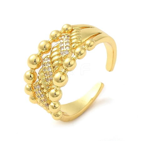 Brass Micro Pave Cubic Zirconia Cuff Rings RJEW-P102-11G-1