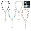 4Pcs 4 Colors Cross with Jesus Alloy Charm Bracelets BJEW-DC0001-10-1