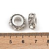 Flat Round Antique Silver Plated Alloy Rhinestone European Beads X-ALRI-Q228-10H-3