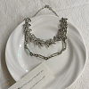 Alloy Branch Link Chain Double Layer Necklaces for Women WGAA3FD-01-2