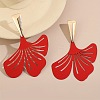Baking Paint Alloy Gingko Leaf Stud Earrings for Women WG17529-01-1