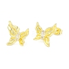 Brass Pave Clear Cubic Zirconia Stud Earring Findings KK-F875-06G-1