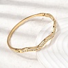 304 Stainless Steel Rhinestone Hinged Bangles for Women BJEW-B168-11G-3