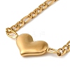 304 Stainless Steel Figaro Chain Heart Link Bracelets for Women BJEW-K237-10G-2