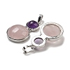 Natural Rose Quartz & Natural Amethyst Pendants G-G147-06P-08-2