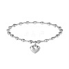 Heart Stainless Steel Bead Stretch Bracelets for Women BK4373-1-1