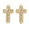 Rack Plating Brass Cubic Zirconia Religion Cross Connector Charm KK-C084-11B-G-1