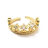 Cubic Zirconia Crown Open Cuff Ring RJEW-E046-11G-1