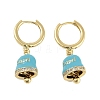 Bell Brass & Enamel Hoop Earrings for Women EJEW-U015-25G-B-1