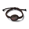 Adjustable Oval Natural Indian Agate Braided Bead Bracelets BJEW-H626-02-14-4