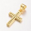 Cross Brass Micro Pave Cubic Zirconia Pendants LS-KK-E673-027G-2